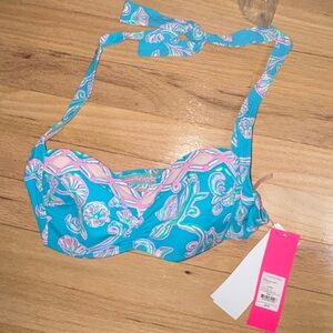 Lilly Pulitzer Turquoise and Pink Kids Swim Top